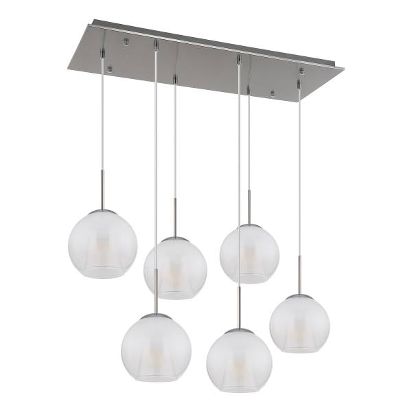 Lampada a sospensione Barry H Vetro opalino / Ferro - 6 punto luce