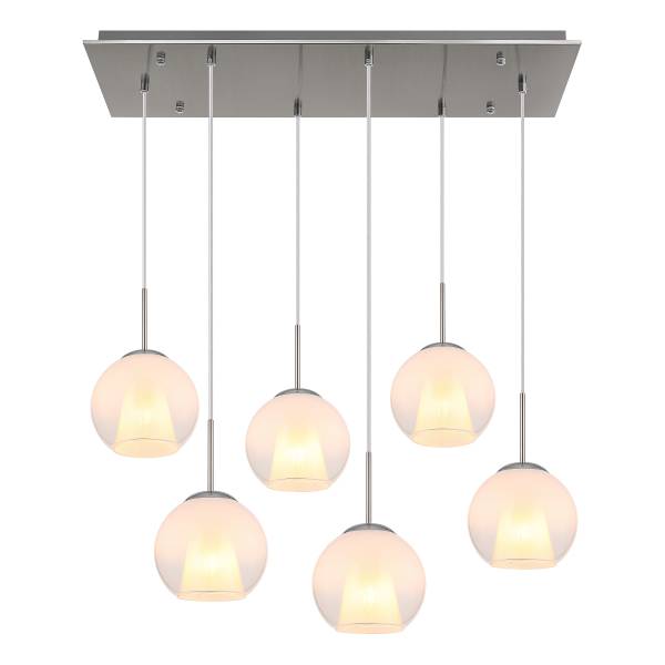 Lampada a sospensione Barry H Vetro opalino / Ferro - 6 punto luce