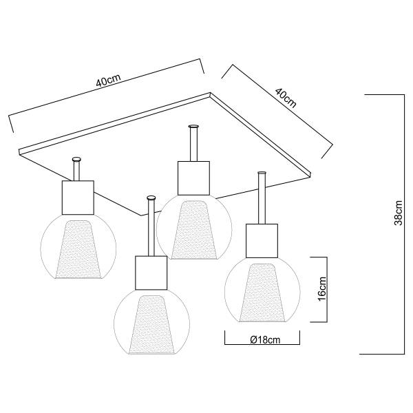 Lampada da soffitto Barry F Vetro / Ferro - 4 punti luce