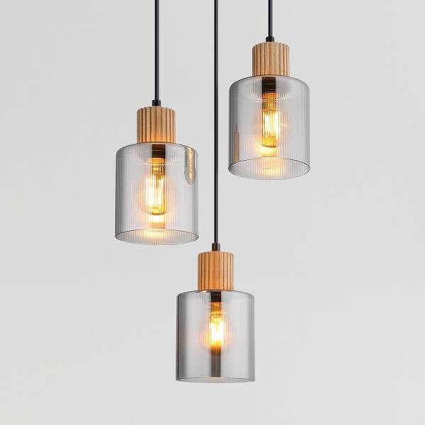 Lampada a sospensione Aleidis B Vetro fumè / Ferro - 3 punti luce