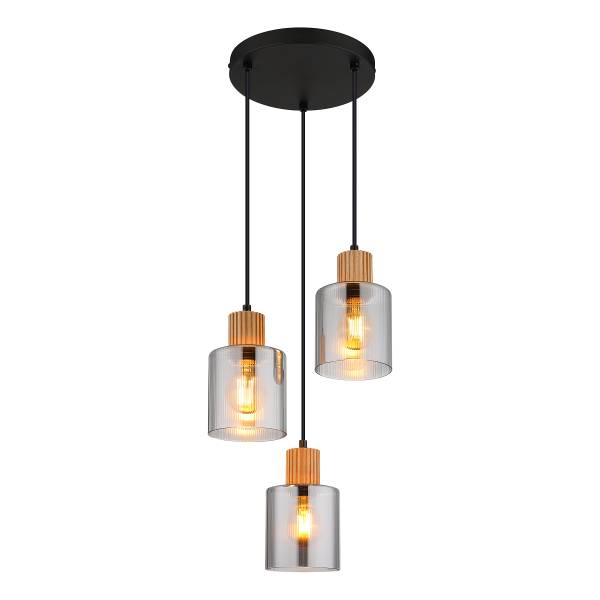 Lampada a sospensione Aleidis B Vetro fumè / Ferro - 3 punti luce