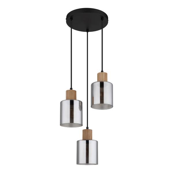 Lampada a sospensione Aleidis B Vetro fumè / Ferro - 3 punti luce