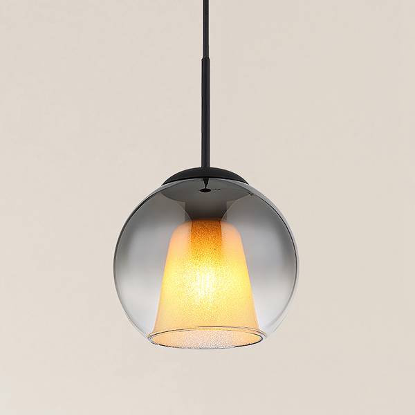 Lampada a sospensione Barry D Vetro fumè / Ferro - 1 punti luce