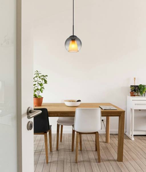 Lampada a sospensione Barry D Vetro fumè / Ferro - 1 punti luce