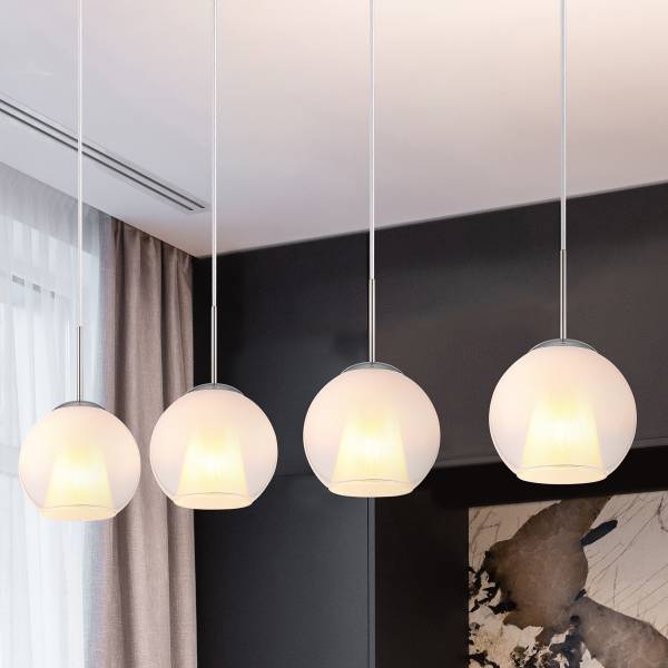 Pendelleuchte Barry Typ G Opalglas / Eisen - 4-flammig