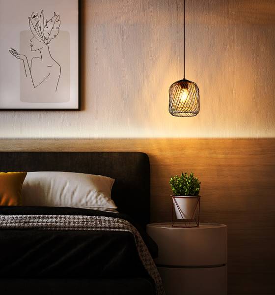 Hanglamp Dichti type C ijzer - 1-lichts - zwart