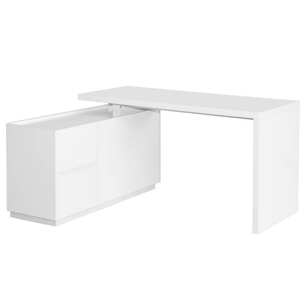 Hoekbureau ESICUN wit - plaatmateriaal op houtbasis - metaal - 150 x 76 x 120 cm