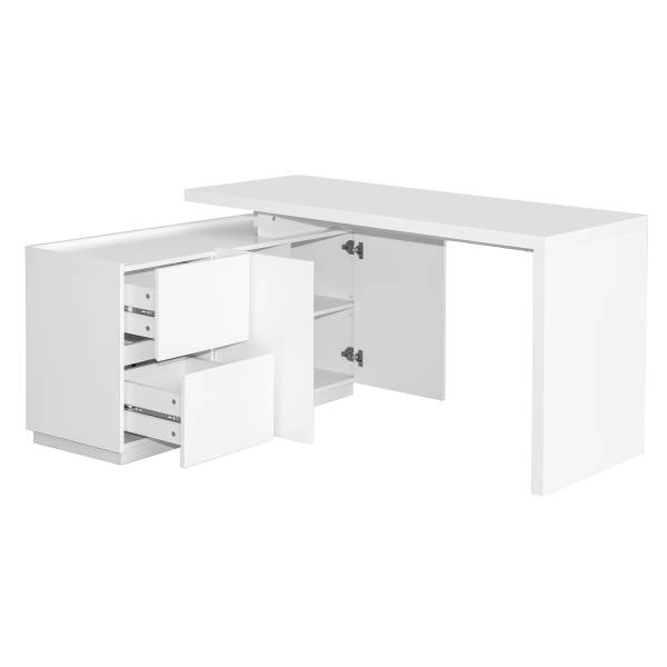 Hoekbureau ESICUN wit - plaatmateriaal op houtbasis - metaal - 150 x 76 x 120 cm