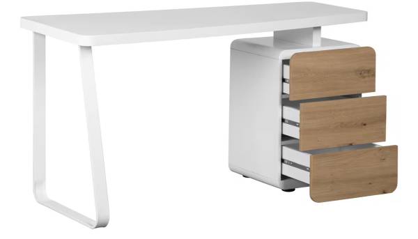 Schreibtisch Nintra Weiß / Eiche Dekor