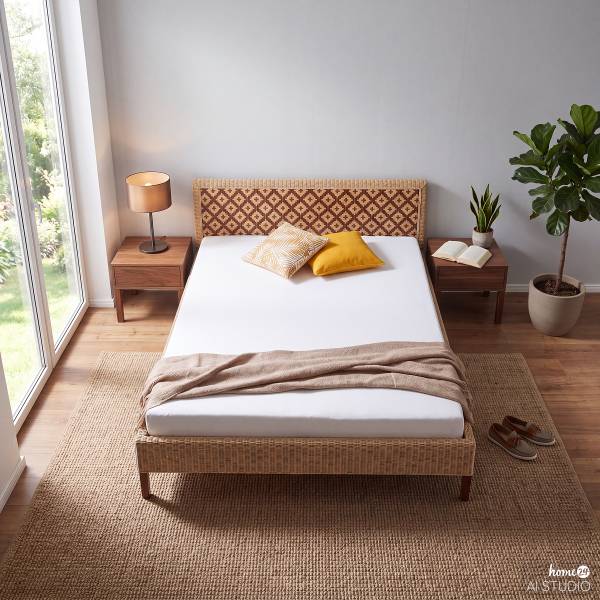 Bett Lanipa Rattan / Mango massiv