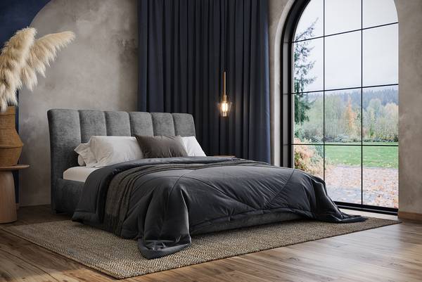 Polsterbett Richie Flachgewebe Nea: Anthrazit - 180 x 200cm