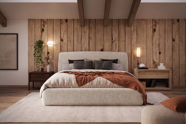 Polsterbett Padley Chenille Pelagia: Beige - 140 x 200cm