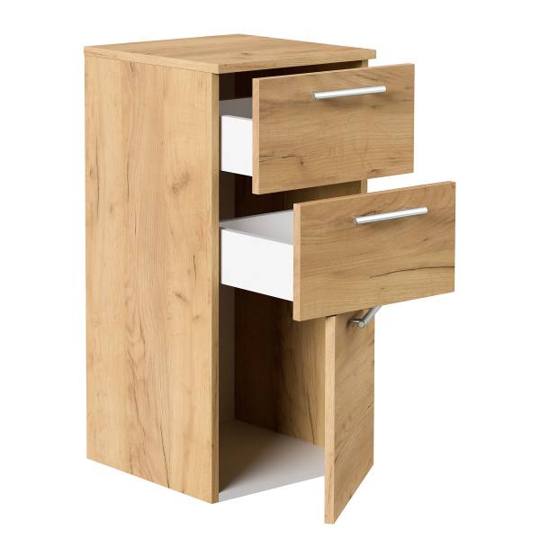 Halfhoge kast Posseik 2 lades eikenhouten look