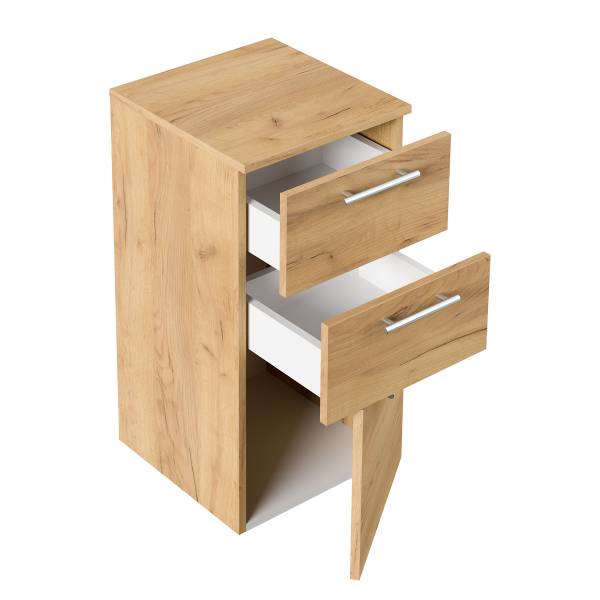 Halfhoge kast Posseik 2 lades eikenhouten look