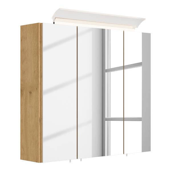 Spiegelschrank Posseik Acrylglaslampe Eiche Dekor - Breite: 70 cm