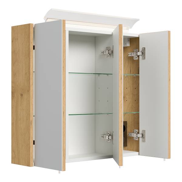 Spiegelschrank Posseik Acrylglaslampe Eiche Dekor - Breite: 70 cm