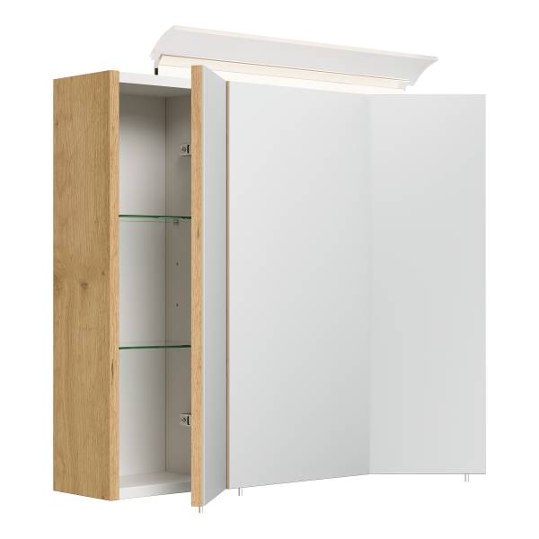 Spiegelschrank Posseik Acrylglaslampe Eiche Dekor - Breite: 70 cm