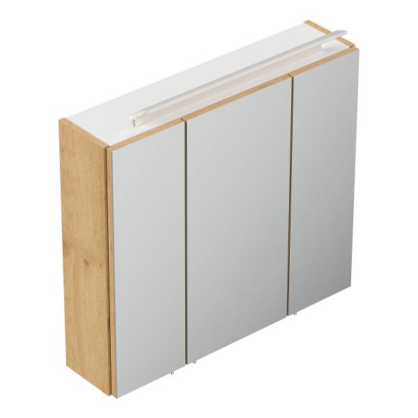 Spiegelschrank Posseik Acrylglaslampe Eiche Dekor - Breite: 70 cm