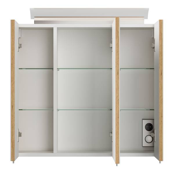 Spiegelschrank Posseik Acrylglaslampe Eiche Dekor - Breite: 70 cm