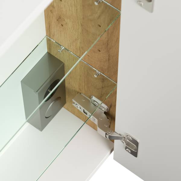 Spiegelschrank Posseik Acrylglaslampe Eiche Dekor - Breite: 70 cm