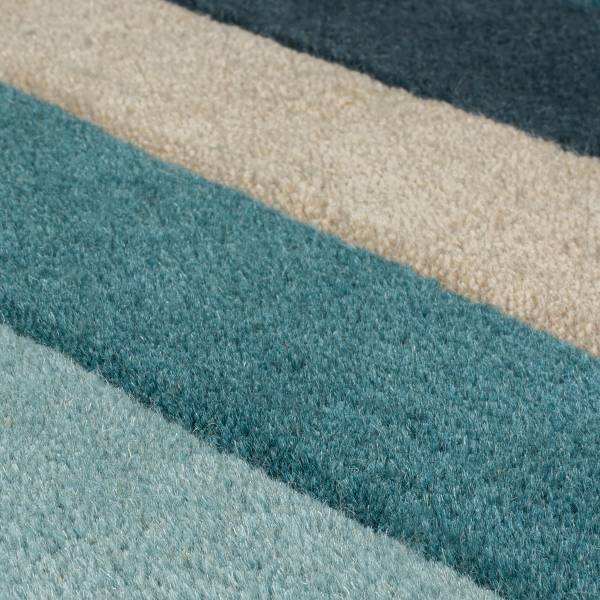 Läufer Collage Teal Wolle - Blau