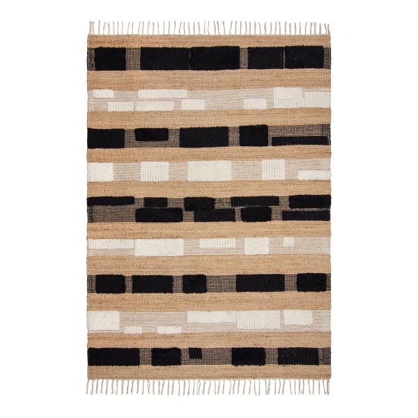 Teppich Medina Blocks Webstoff - Schwarz - 120 x 170 cm