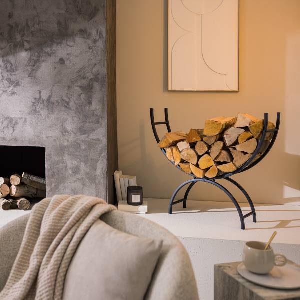 Feuerholz-Regal Sheral Typ A Metall - Schwarz