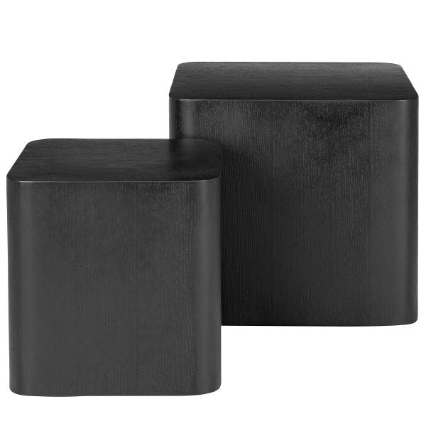 Set di 2 tavolini Square Impiallacciato in vero legno - Frassino nero