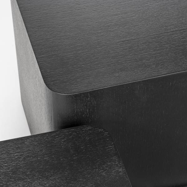 Set di 2 tavolini Square Impiallacciato in vero legno - Frassino nero