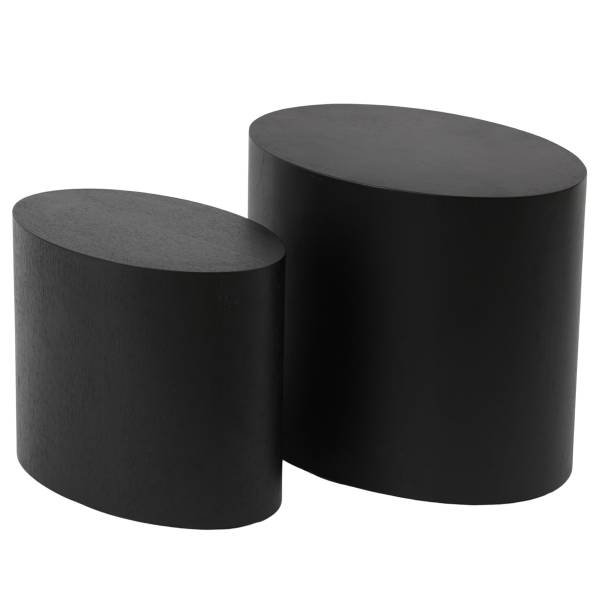 Bijzettafel Elipse ovaal set van 2 fineer van echt hout - zwart essenhout