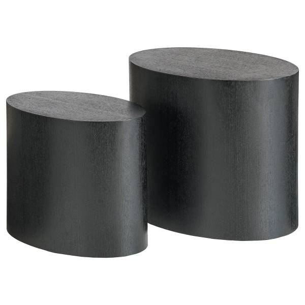 Beistelltisch Elipse oval 2er-Set Echtholzfurnier - Esche Schwarz