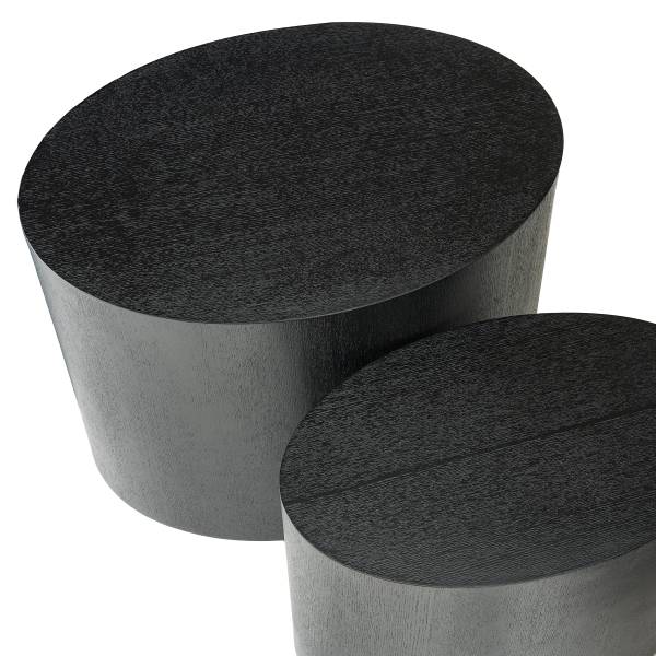 Beistelltisch Elipse oval 2er-Set Echtholzfurnier - Esche Schwarz