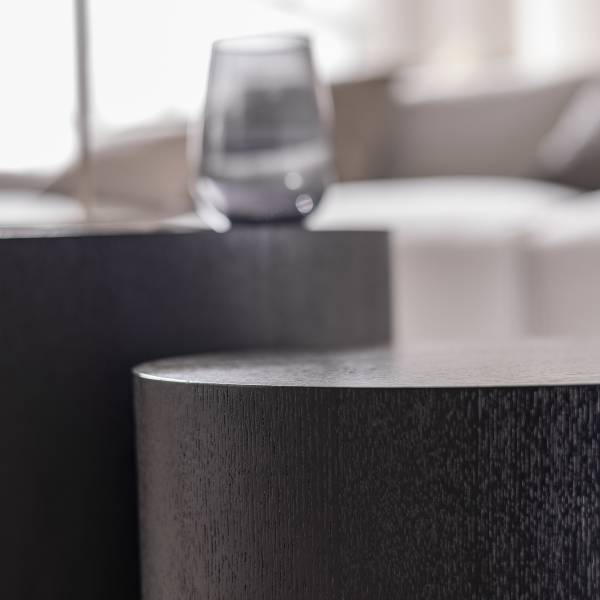 Beistelltisch Elipse oval 2er-Set Echtholzfurnier - Esche Schwarz
