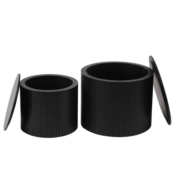 Set di 2 tavolini Moween Impiallacciato in vero legno - Frassino nero