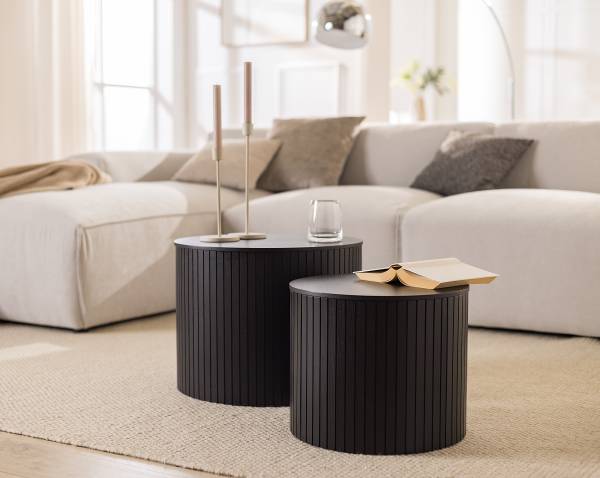 Set di 2 tavolini Moween Impiallacciato in vero legno - Frassino nero