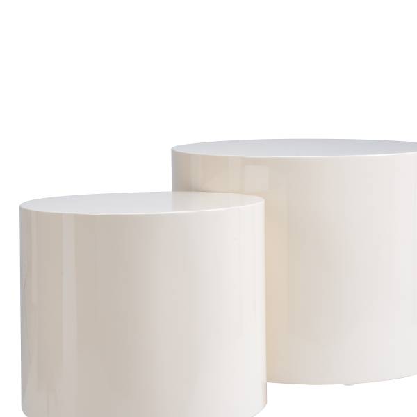 Beistelltisch Elipse rund 2er-Set Hochglanz Beige