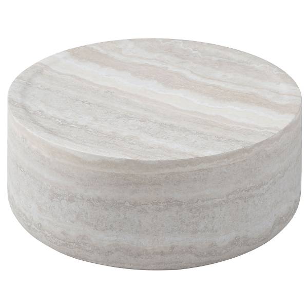 Tavolino da salotto Kisler - rotondo Effetto marmo grigio chiaro