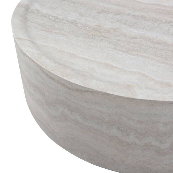 Tavolino da salotto Kisler - rotondo Effetto marmo grigio chiaro