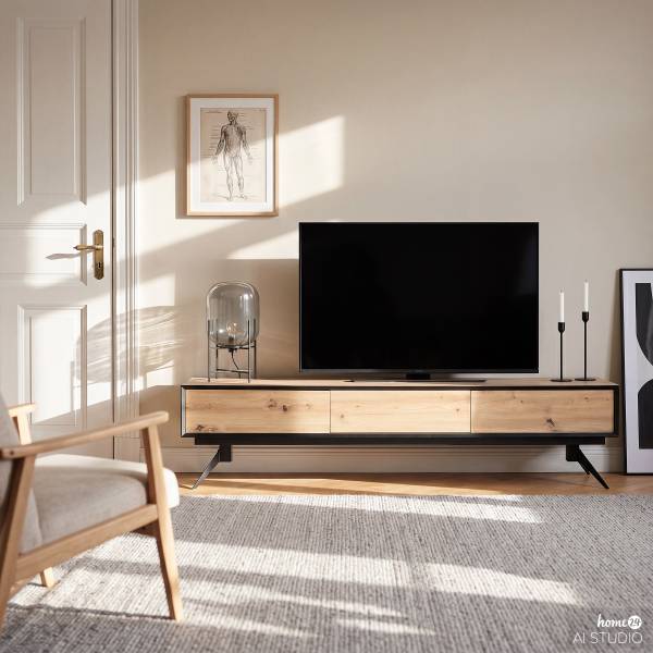 Mobile TV Wampee Effetto rovere / Nero