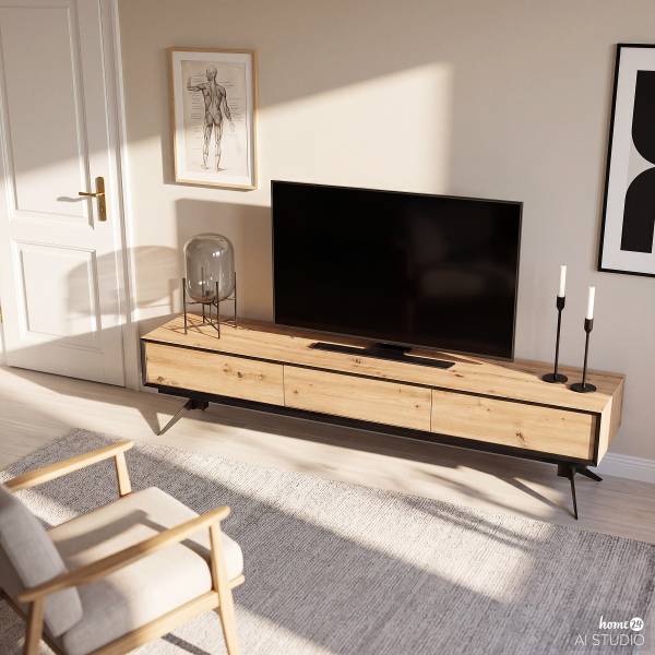 Mobile TV Wampee Effetto rovere / Nero