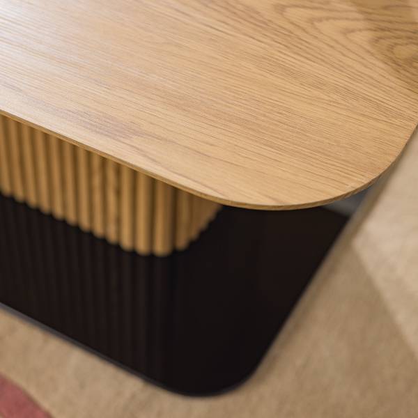 Couchtisch Ethete Glas - Eiche Dekor / Glas Schwarz