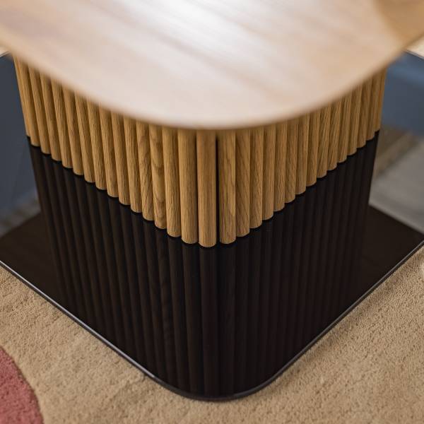 Couchtisch Ethete Glas - Eiche Dekor / Glas Schwarz