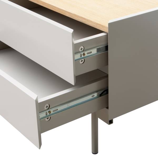 TV-Lowboard Pearcy Echtholzfurnier - Hellgrau / Eiche