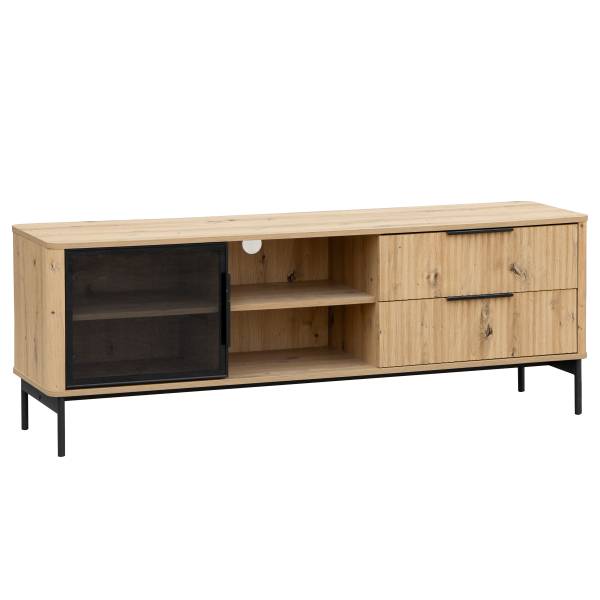 TV-Lowboard Kivett Eiche Dekor / Schwarz