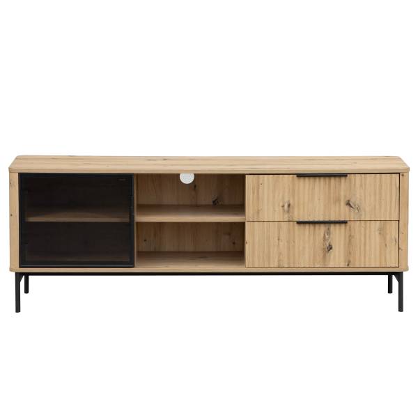 TV-Lowboard Kivett Eiche Dekor / Schwarz