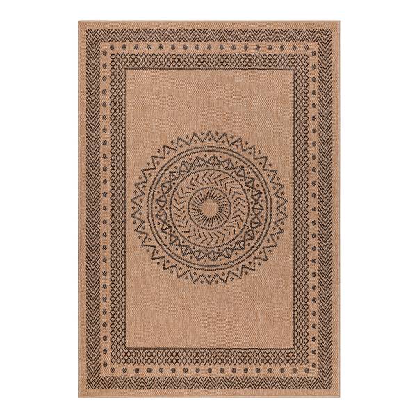 Loper Dhaka type H polypropeen/polyester - beige/zwart