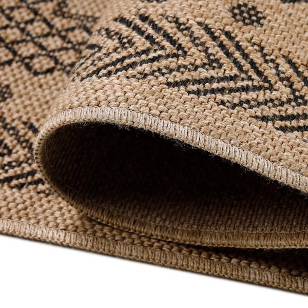 Loper Dhaka type H polypropeen/polyester - beige/zwart