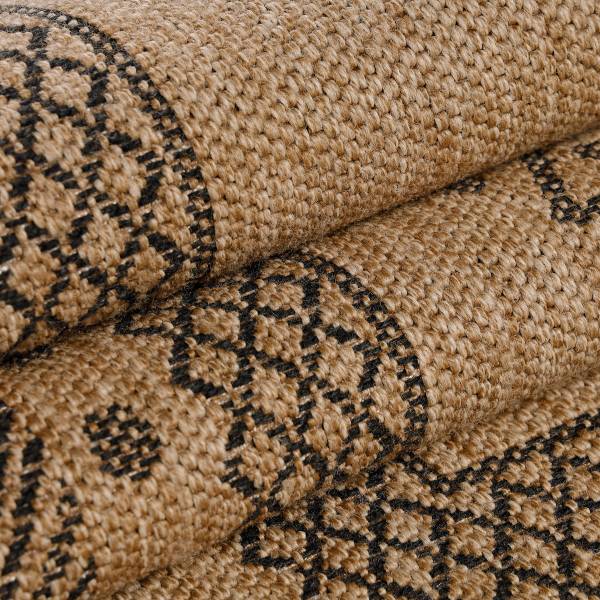 Loper Dhaka type H polypropeen/polyester - beige/zwart