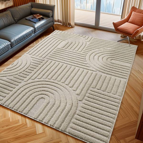 Kurzflorteppich Art Polypropylene / Polyester - Beige - 280 x 370 cm