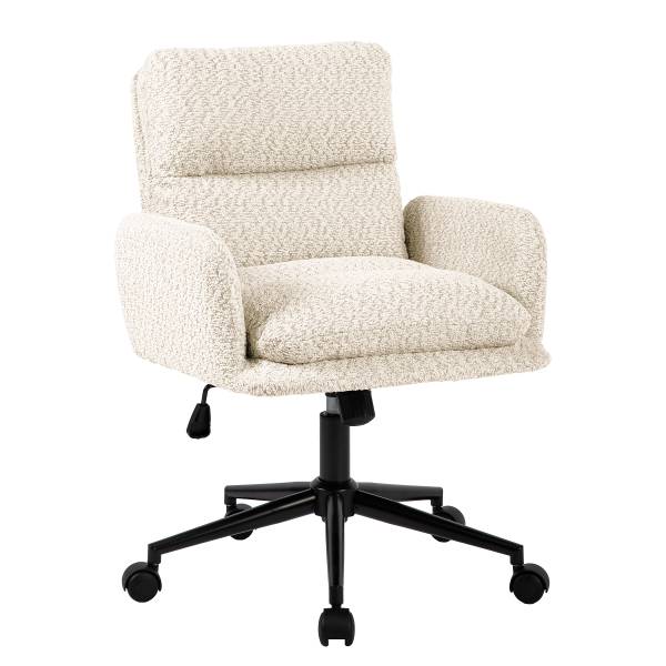 Bürostuhl MUSUDA Strukturstoff / Eisen - Creme / Schwarz